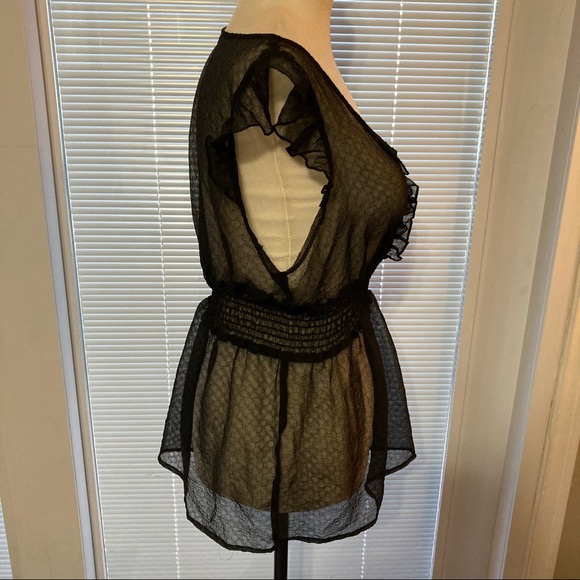 🌸5/$25🌸 Smart Set Size L Sheer Black Blouse - Picture 2 of 4